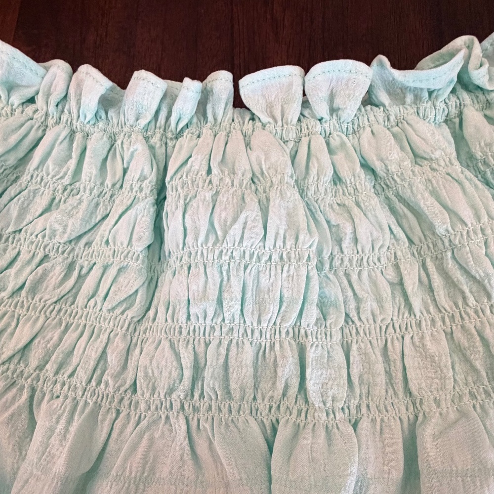 Simply Southern Mint Green Mini Skort, Rouched Waist, Size Large - Picture 3 of 9